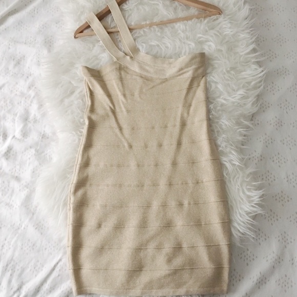 Gold Shimmery One Shoulder Dress - Picture 1 of 9